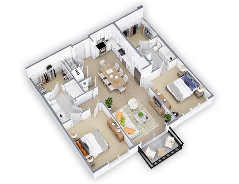 Floor plan for 2 beds, 2 baths, 1146 sqft